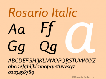 Rosario Italic Version 1.004 Font Sample