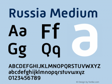 Russia-Medium Version 1.000 Font Sample