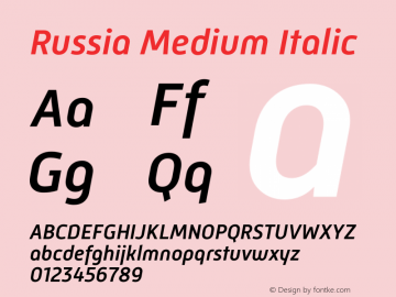 Russia-MediumItalic Version 1.000图片样张