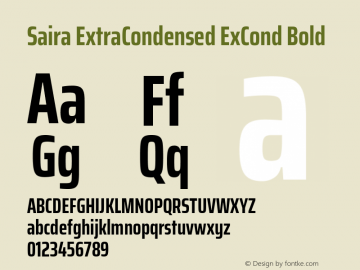 Saira ExtraCondensed Bold Version 0.072图片样张