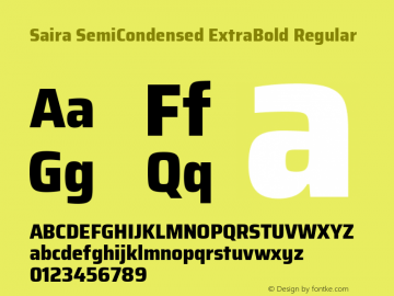 Saira SemiCondensed ExtraBold Version 0.072 Font Sample