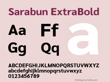 Sarabun ExtraBold Version 1.000; ttfautohint (v1.6) Font Sample