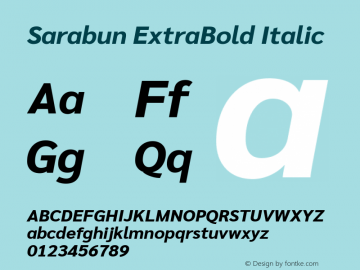 Sarabun ExtraBold Italic Version 1.000; ttfautohint (v1.6) Font Sample