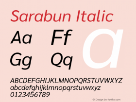 Sarabun Italic Version 1.000; ttfautohint (v1.6)图片样张
