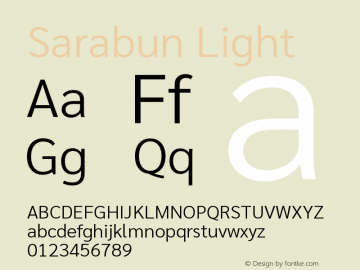 Sarabun Light Version 1.000; ttfautohint (v1.6) Font Sample