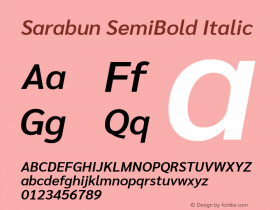 Sarabun SemiBold Italic Version 1.000; ttfautohint (v1.6)图片样张