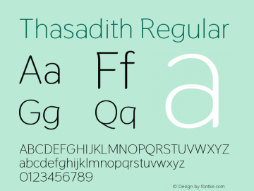 Thasadith Regular Version 1.000; ttfautohint (v1.6) Font Sample