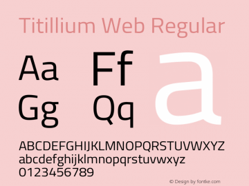 Titillium Web Regular Version 1.002;PS 57.000;hotconv 1.0.70;makeotf.lib2.5.55311 Font Sample