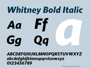 Whitney-BoldItalic Version 2.200 Pro (Latin-X, Greek, Cyrillic-X) Font Sample