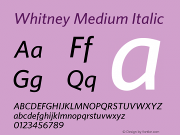 Whitney-MediumItalic Version 2.200 Pro (Latin-X, Greek, Cyrillic-X)图片样张