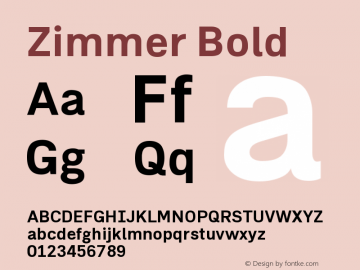 Zimmer-Bold Version 1.001 Font Sample