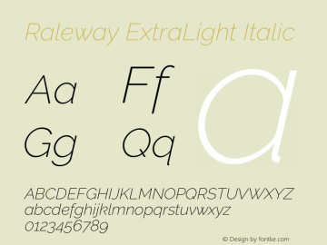 Raleway ExtraLight Italic Version 3.000g; ttfautohint (v1.5) -l 8 -r 28 -G 28 -x 14 -D latn -f cyrl -w G -c -X 