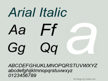 Arial Italic Version 7.00 Font Sample