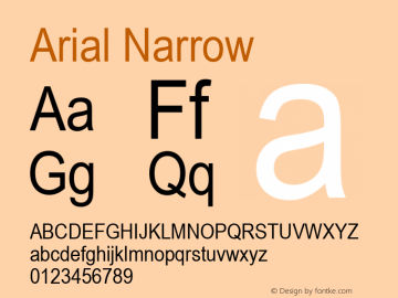 Arial Narrow Version 2.37 Font Sample