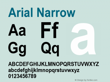Arial Narrow Bold Version 2.37 Font Sample