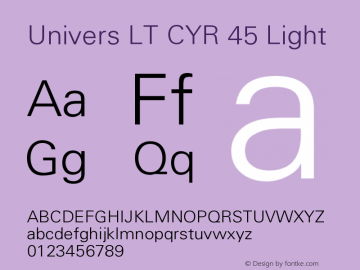 UniversLTCYR-45Light Version 1.00 Font Sample