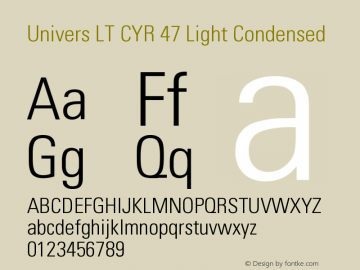 UniversLTCYR-47LightCond Version 1.00 Font Sample