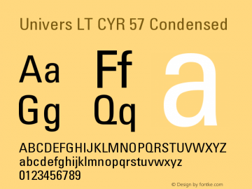 UniversLTCYR-57Condensed Version 1.00 Font Sample