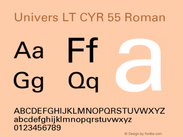 UniversLTCYR-55Roman Version 1.00 Font Sample