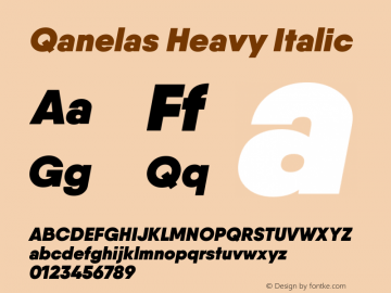 Qanelas-HeavyItalic Version 1.000;PS 001.000;hotconv 1.0.88;makeotf.lib2.5.64775图片样张