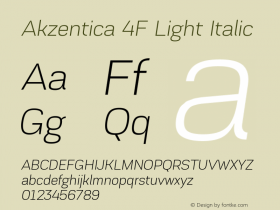 Akzentica4FLight-Italic 1.0 Font Sample