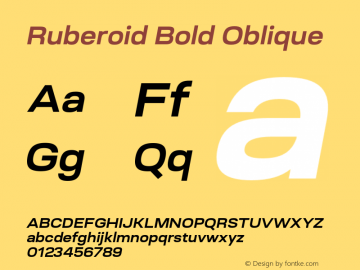 Ruberoid-BoldOblique Version 1.000; ttfautohint (v0.97) -l 8 -r 50 -G 200 -x 14 -f dflt -w G Font Sample