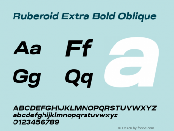 Ruberoid-ExtraBoldOblique Version 1.000; ttfautohint (v0.97) -l 8 -r 50 -G 200 -x 14 -f dflt -w G Font Sample