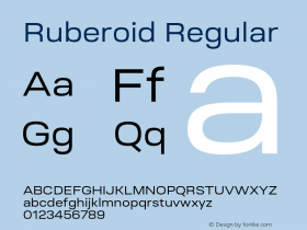Ruberoid-Regular Version 1.000; ttfautohint (v0.97) -l 8 -r 50 -G 200 -x 14 -f dflt -w G图片样张