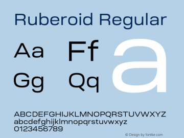 Ruberoid-Regular Version 1.000; ttfautohint (v0.97) -l 8 -r 50 -G 200 -x 14 -f dflt -w G Font Sample