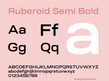 Ruberoid-SemiBold Version 1.000; ttfautohint (v0.97) -l 8 -r 50 -G 200 -x 14 -f dflt -w G Font Sample