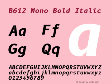 B612 Mono Bold Italic Version 1.005 Font Sample