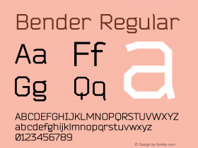 Bender Version 1.000 2009 initial release Font Sample