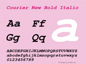 Courier New Bold Italic Version 2.90图片样张