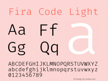Fira Code Light Version 1.206 Font Sample