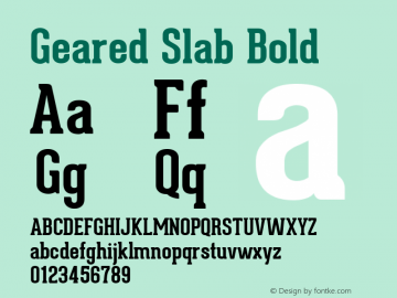 Geared Slab Bold Version 1.000 Font Sample