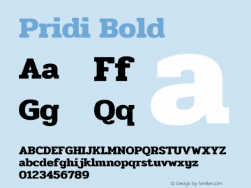 Pridi Bold Version 1.001 Font Sample