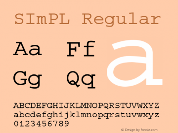 SImPL Regular 2000/Dec/14  latin and greek nearly finished Font Sample