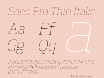 SohoPro-ThinItalic Version 1.000 Font Sample