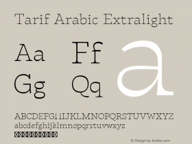 Tarif Arabic Extralight Version 1.000 Font Sample