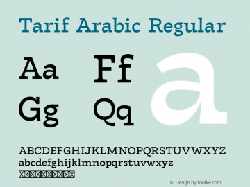 Tarif Arabic Regular Version 1.000 Font Sample