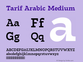 Tarif Arabic Medium Version 1.000 Font Sample