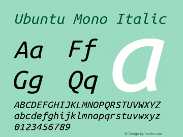 Ubuntu Mono Italic Version 0.80 Font Sample