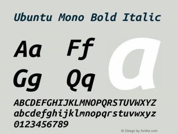 Ubuntu Mono Bold Italic Version 0.80 Font Sample
