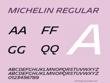 Michelin Regular Version 1.005;PS 1.5;hotconv 1.0.72;makeotf.lib2.5.5900 Font Sample