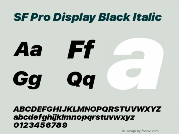 SF Pro Display Black Italic Version 13.0d3e20 Font Sample