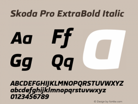 Skoda Pro ExtraBold Italic Final Version 1.001 Autohinted Font Sample