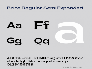 Brice-RegularSemiExpanded Version 1.000;hotconv 1.0.109;makeotfexe 2.5.65596 Font Sample