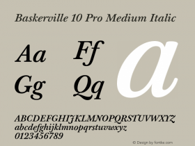 Baskerville10Pro-MediumItalic Version 001.000 Font Sample