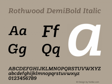 Rothwood DemiBold Italic Version 1.000 Font Sample