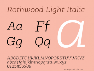 Rothwood Light Italic Version 1.000 Font Sample